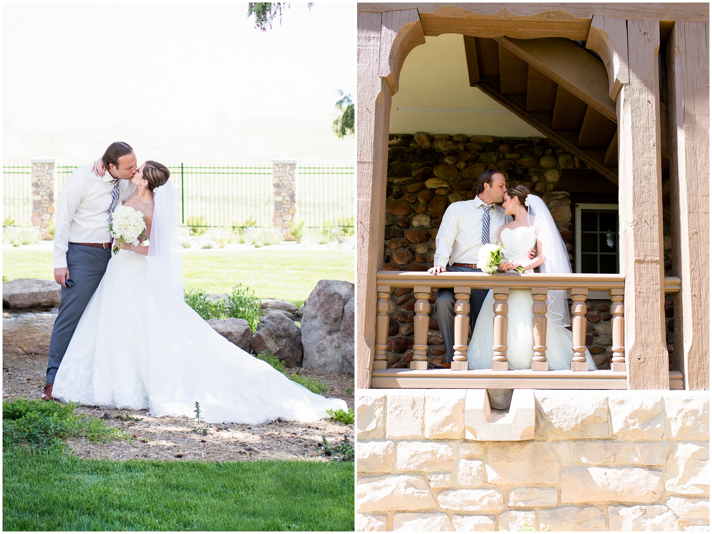 picture of a bride and groom kissing