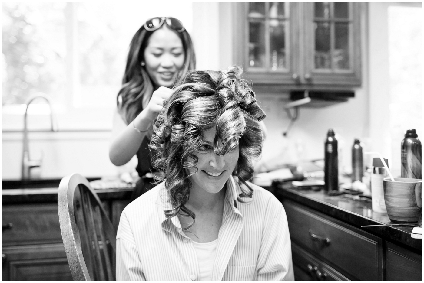 picture of a bride getting her hair done