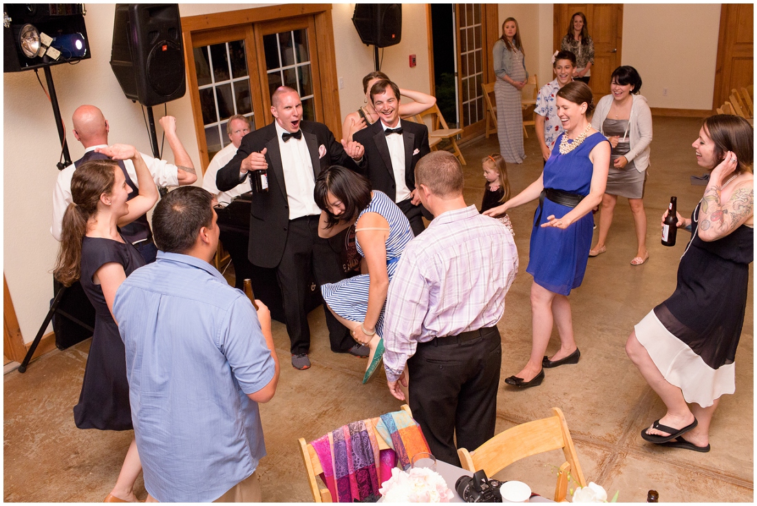 photo of wedding guests dancing at reception