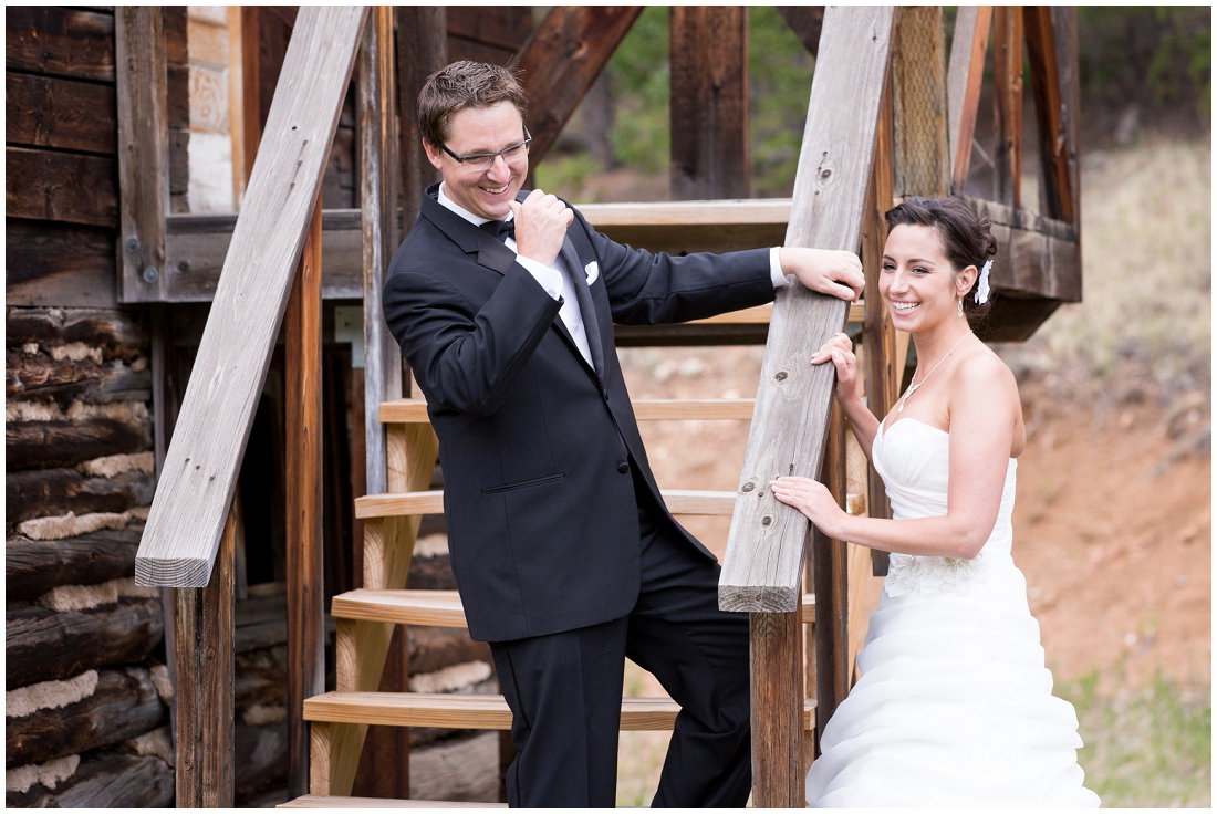 photo of bride and groom laughing