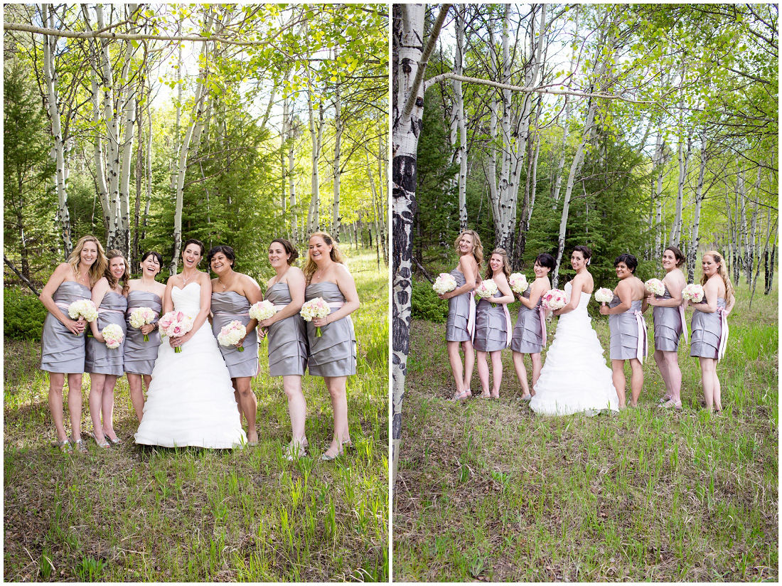 photo of bridesmaid in gray and pink