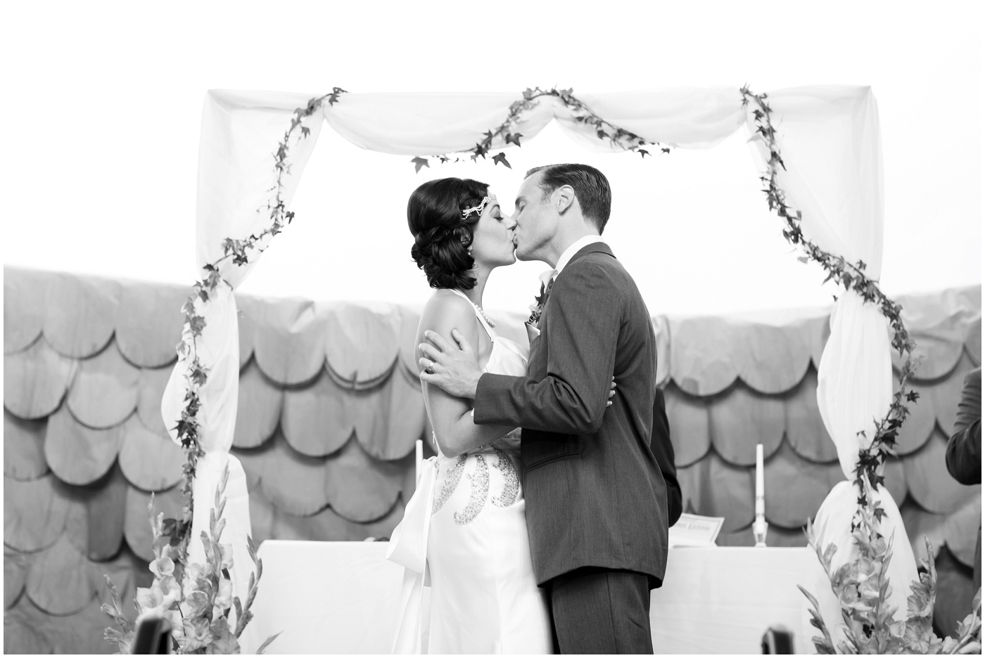 picture of bride & groom's first kiss