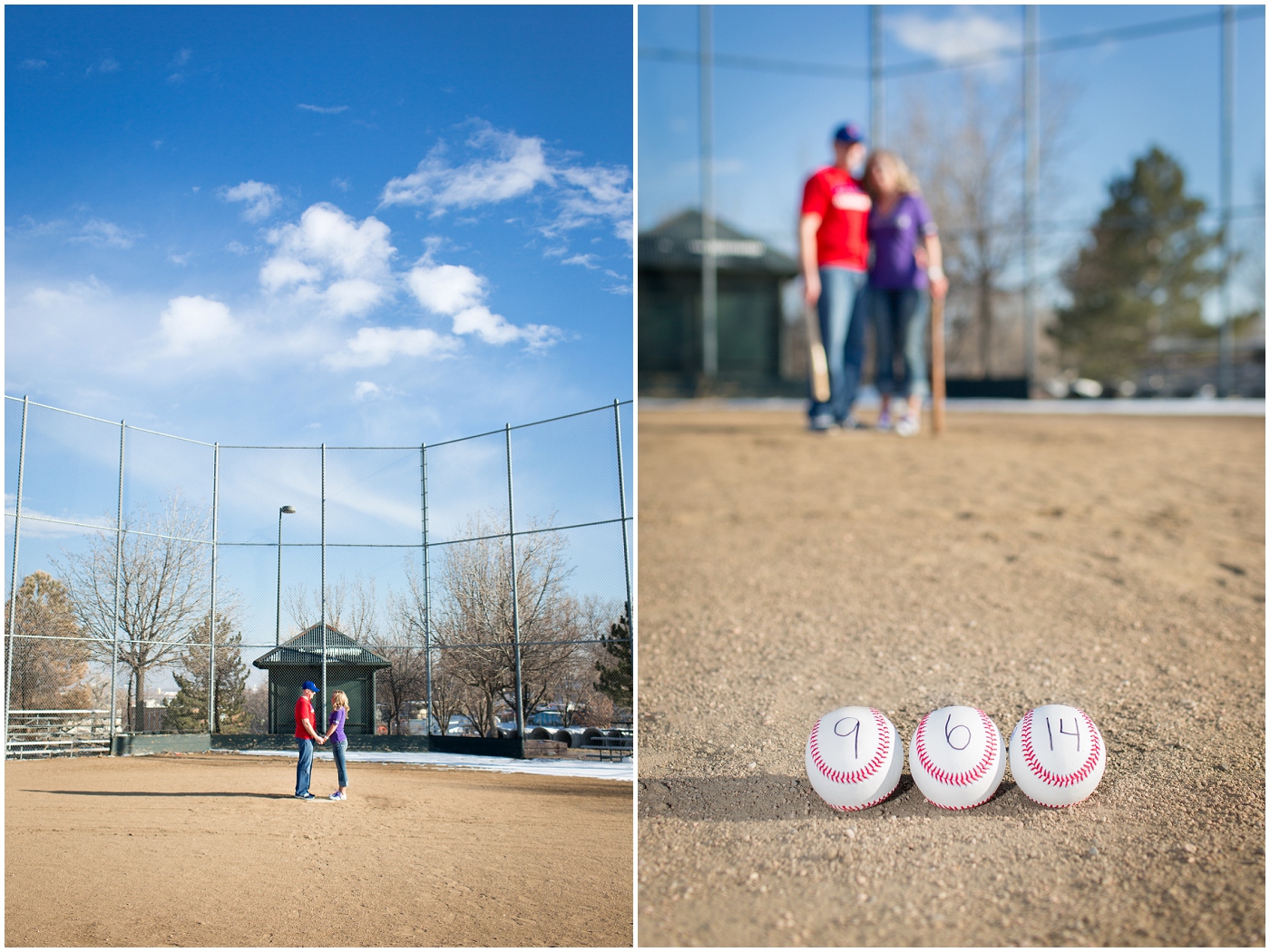picture of baseball themed engagement photos