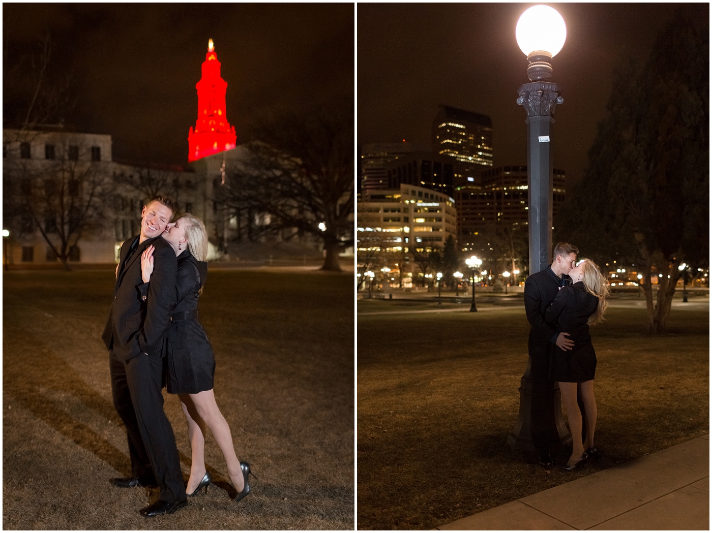 picture of nighttime engagement photos in Denver