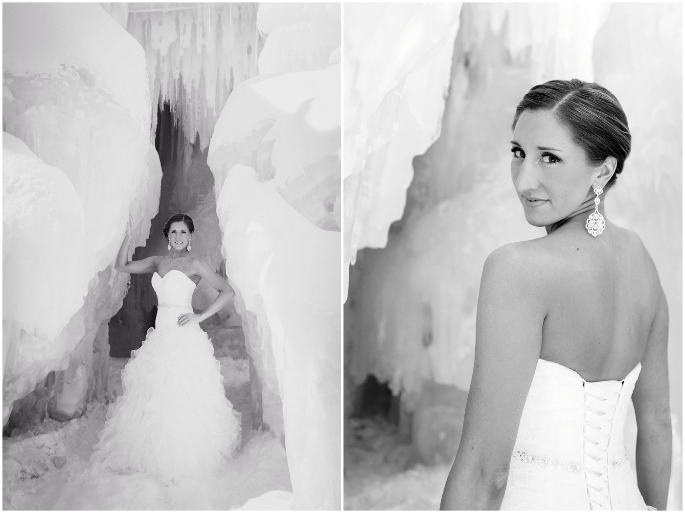 picture of winter bridal portraits at ice castles