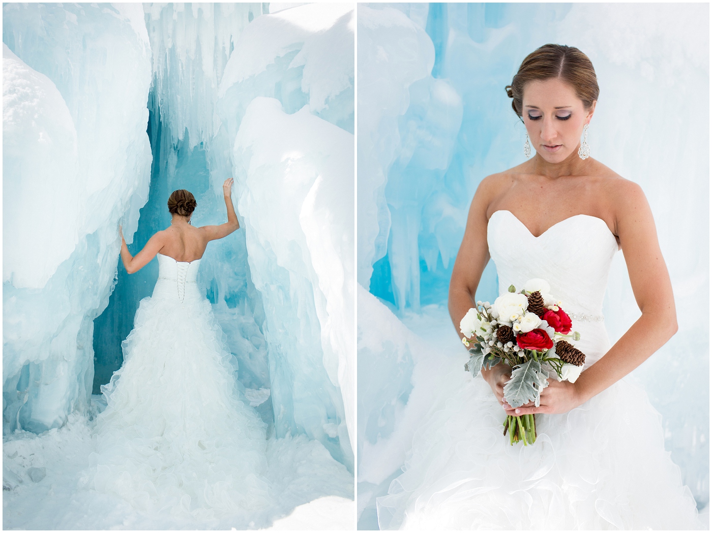 picture of Colorado winter wedding photography at ice castles