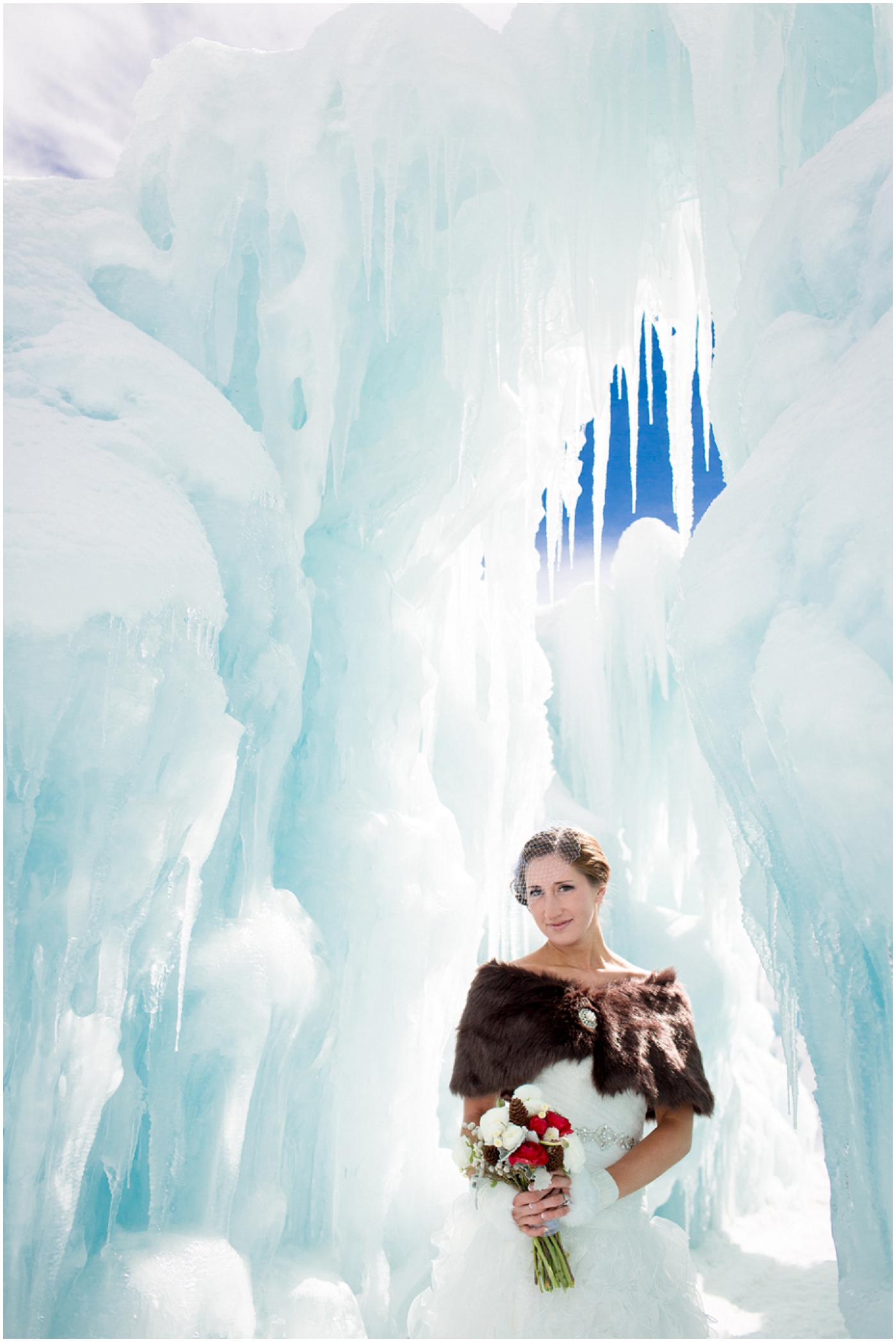 picture of bride at Breckenridge ice castles