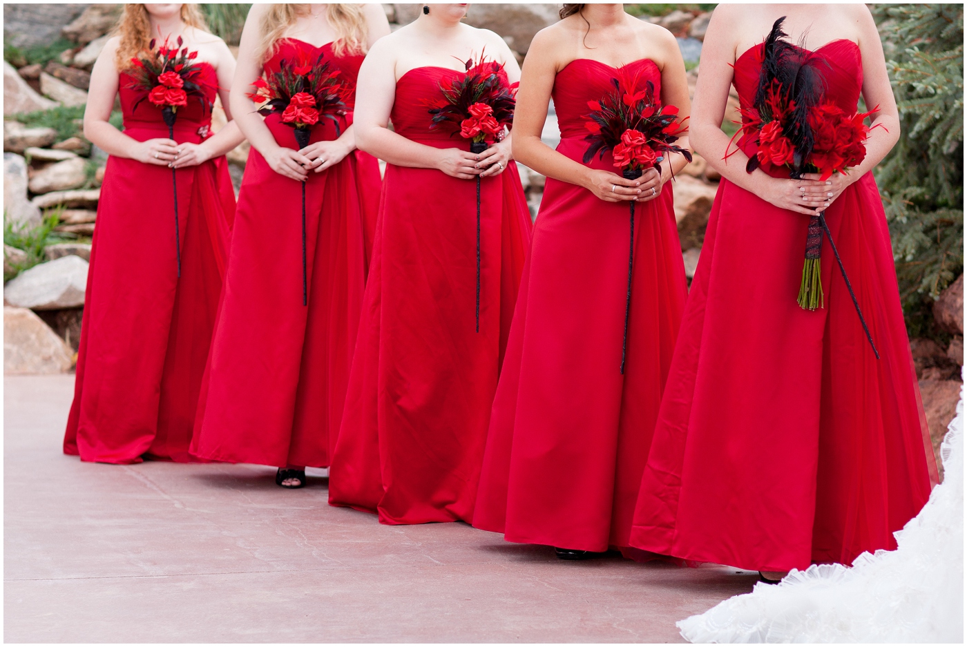 picture of bridesmaids in red