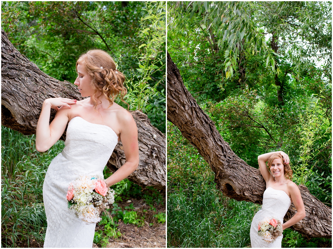 picture of bride at chatfield botanic gardens wedding