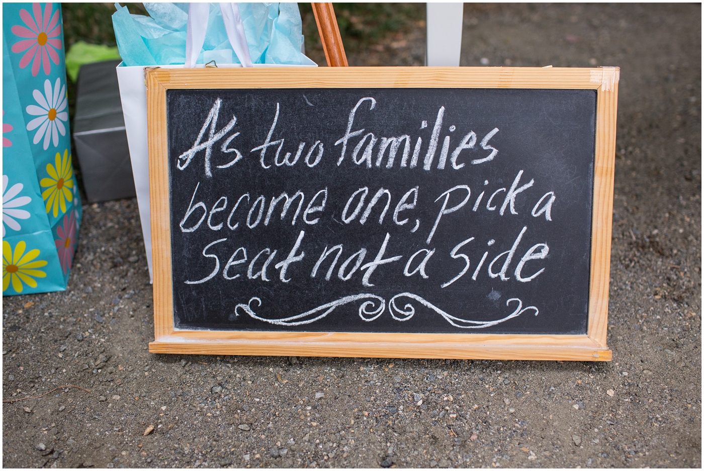 picture of chalkboard at outdoor wedding