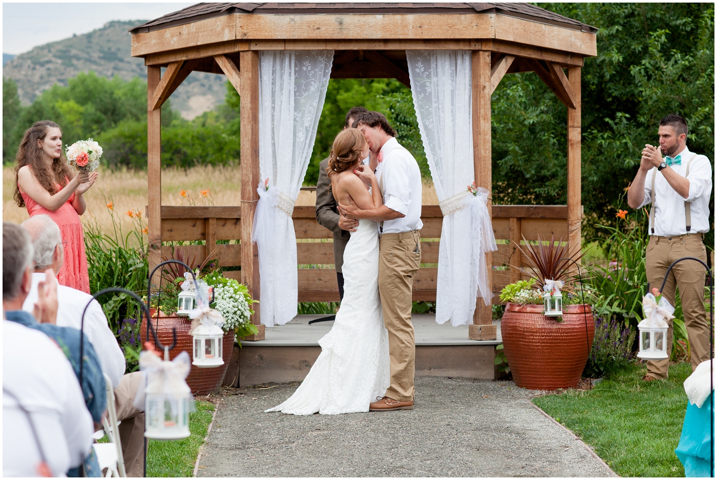 picture of bride and groom first kiss