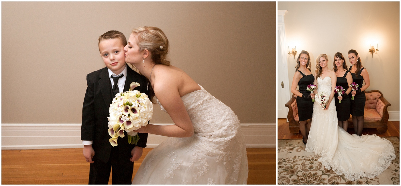 picture of bride kissing ring bearer