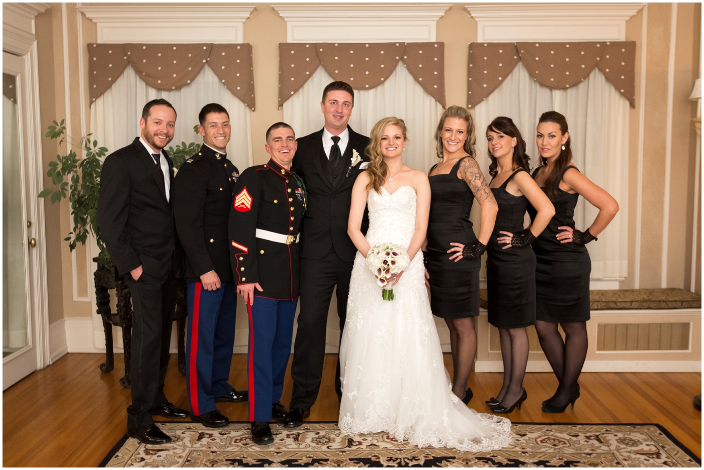 picture of bridal party at grant-humphreys manion wedding