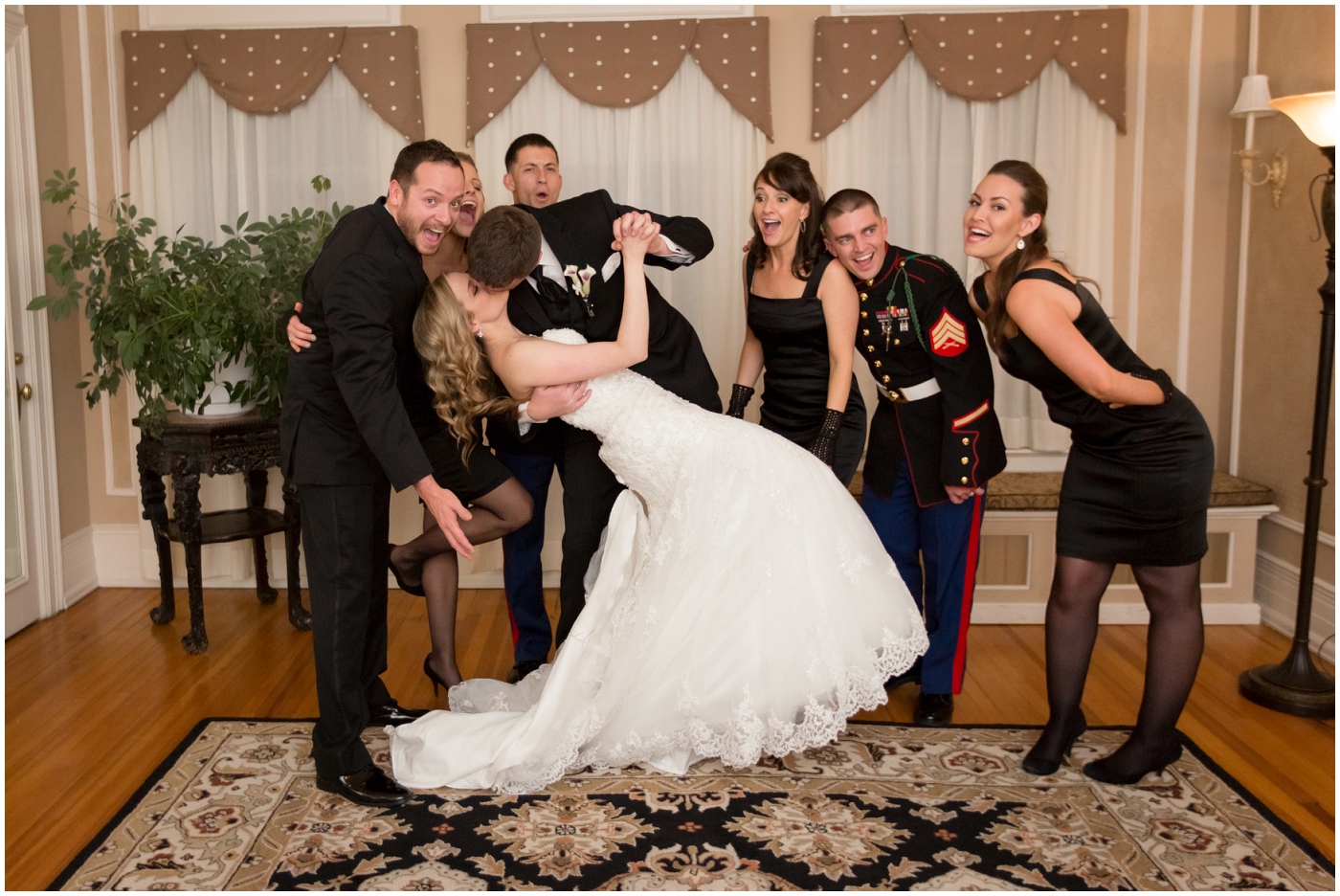 picture of bridal party at grant-humphreys mansion wedding
