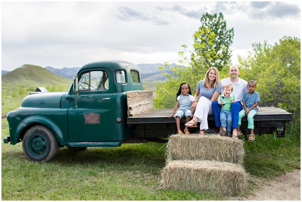 picture of family photos with old truck