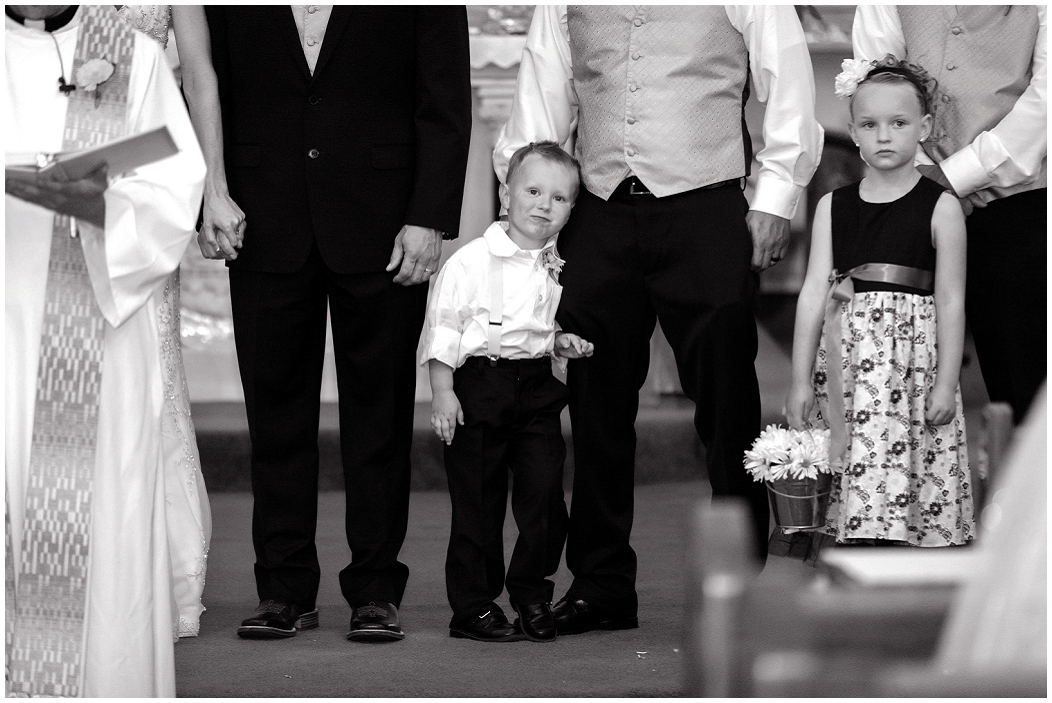 picture of ring bearer during wedding ceremony