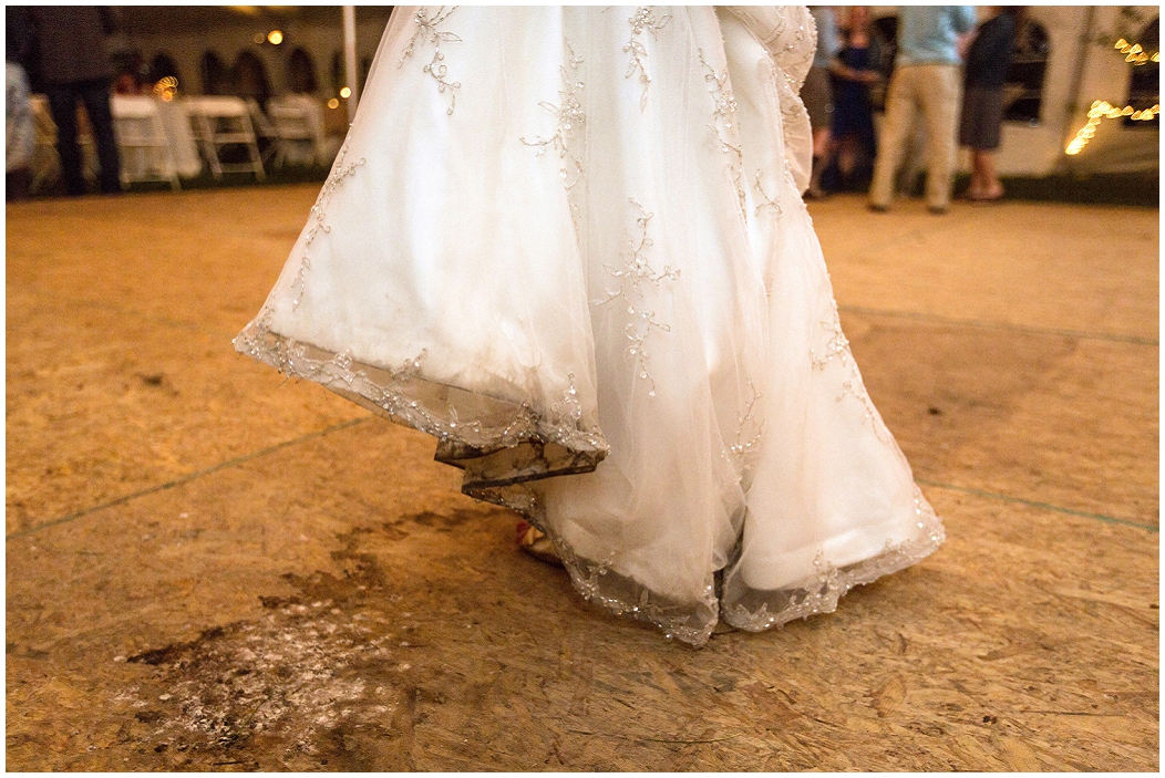 picture of bride's dirty dress
