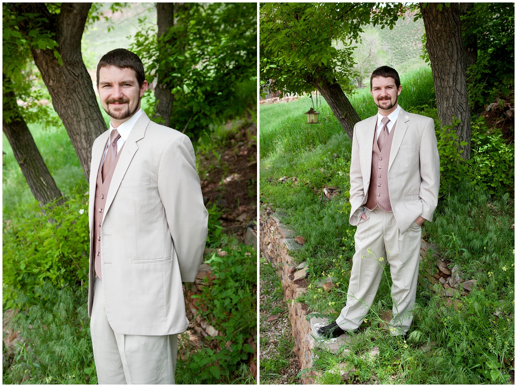 picture of groom at Loveland farm wedding