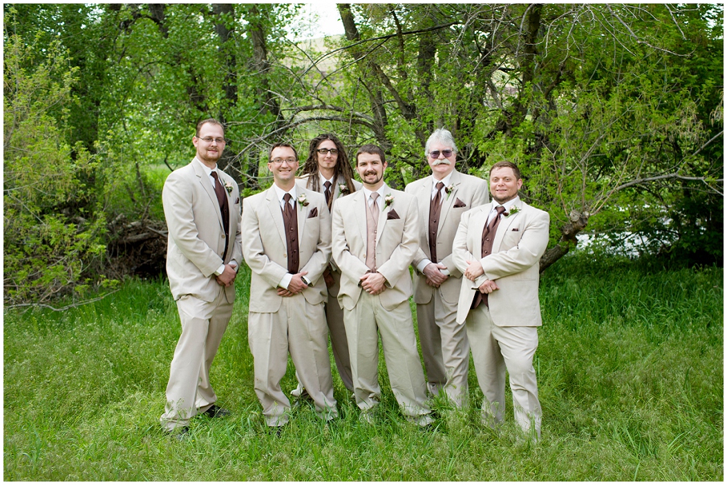 picture of groomsmen at Colorado farm wedding