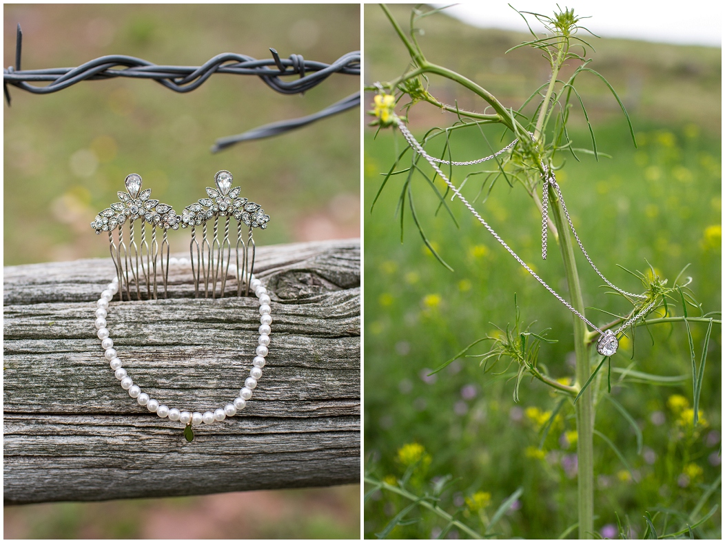 picture of wedding jewelry at loveland farm wedding