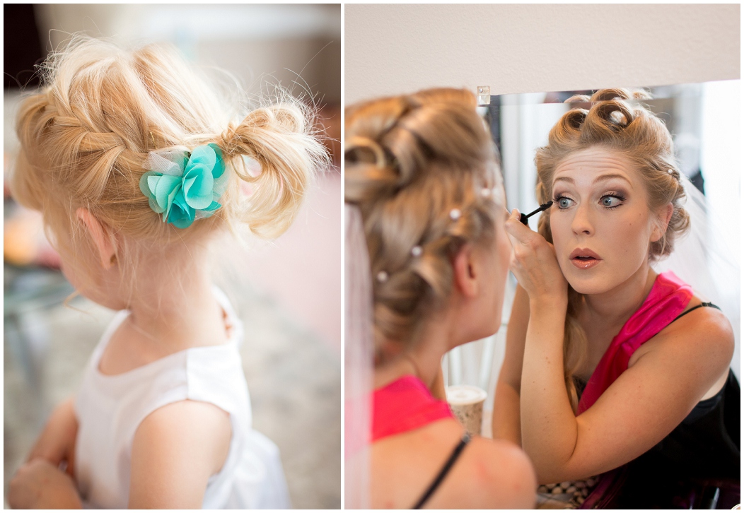 picture of bride putting on make-up