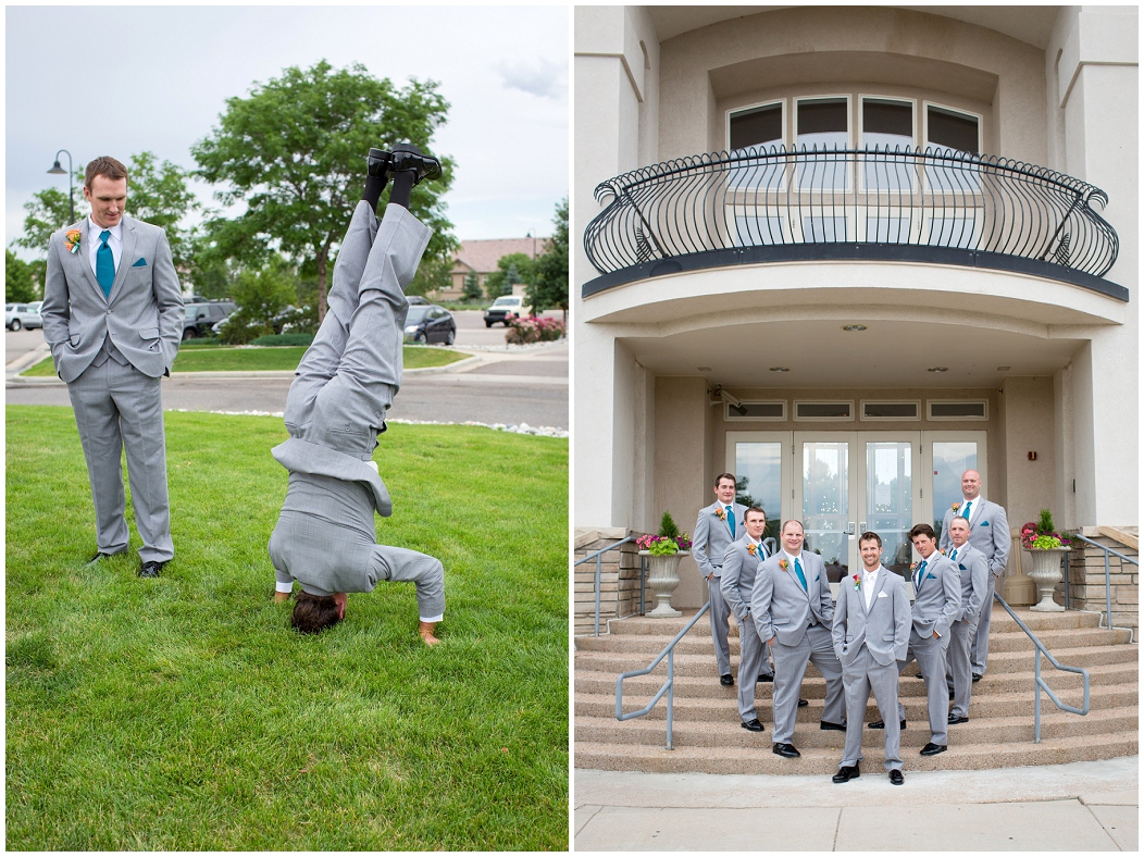picture of groomsman doing a headstand