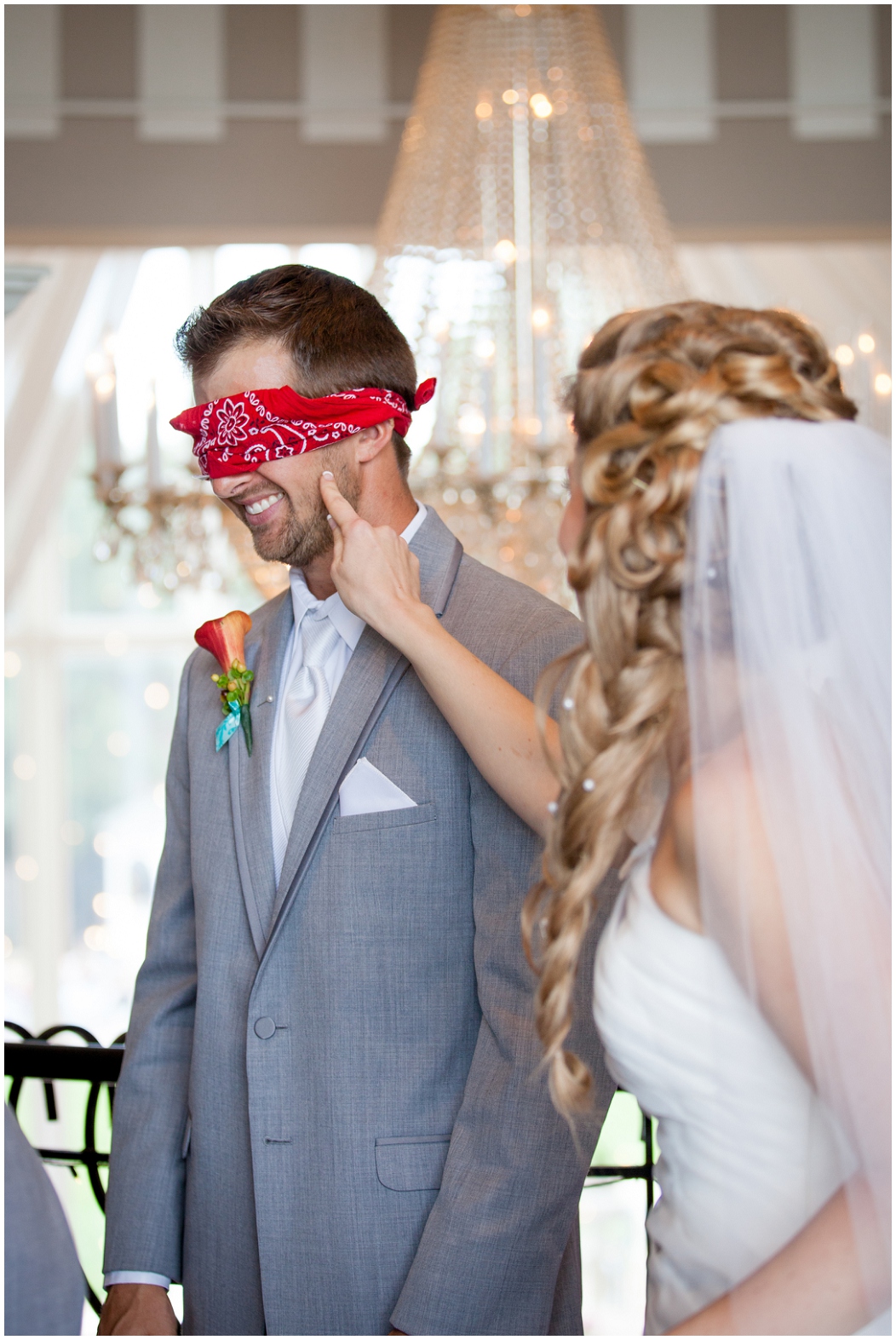 picture of a groom blindfolded
