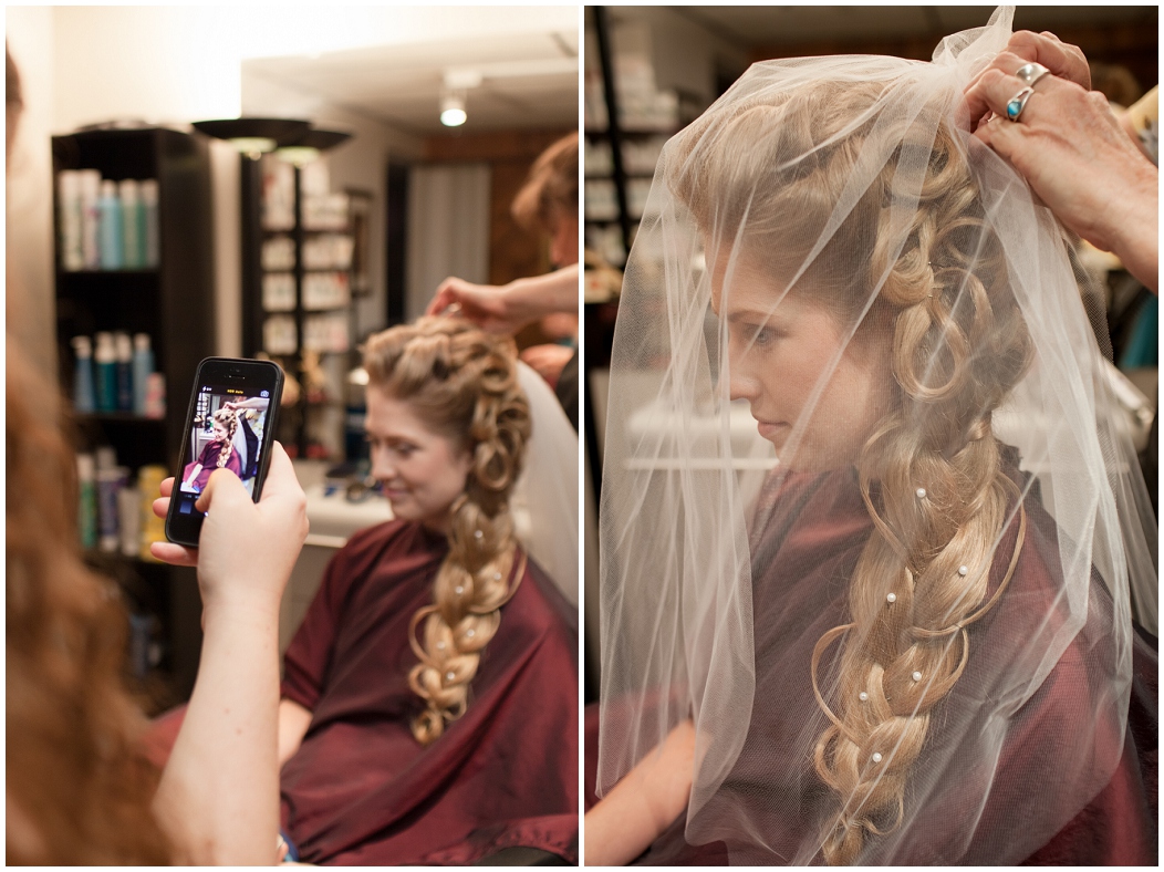picture of bride getting her hair done