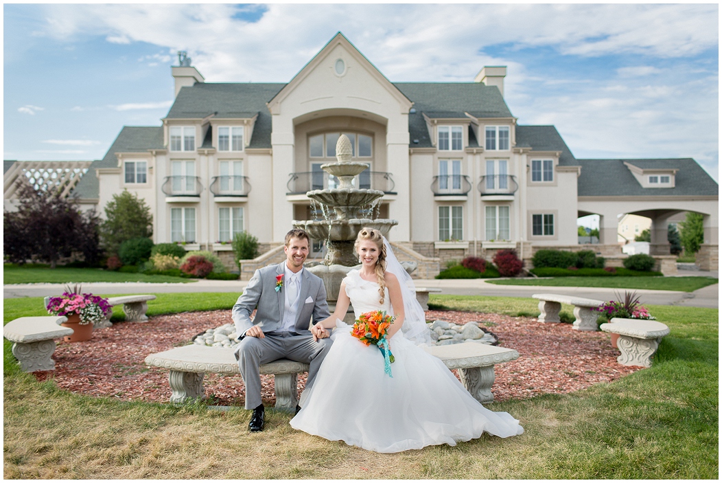 picture of bride and groom at chateaux at fox meadows wedding