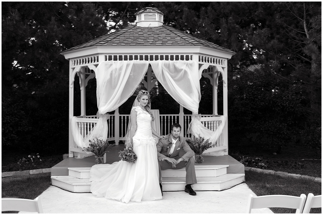 picture of bride and groom in a gazebo