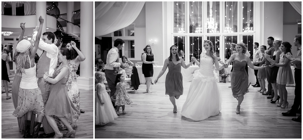 picture of wedding reception guests dancing