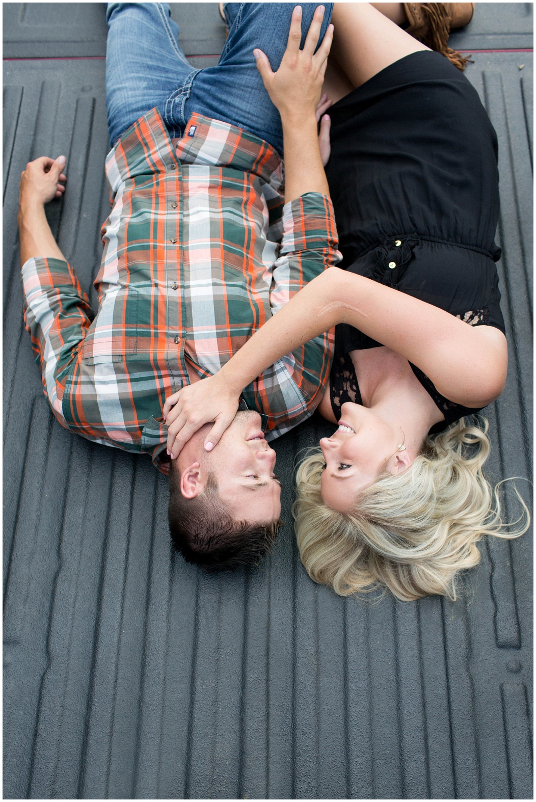 picture of engagement photos with a truck
