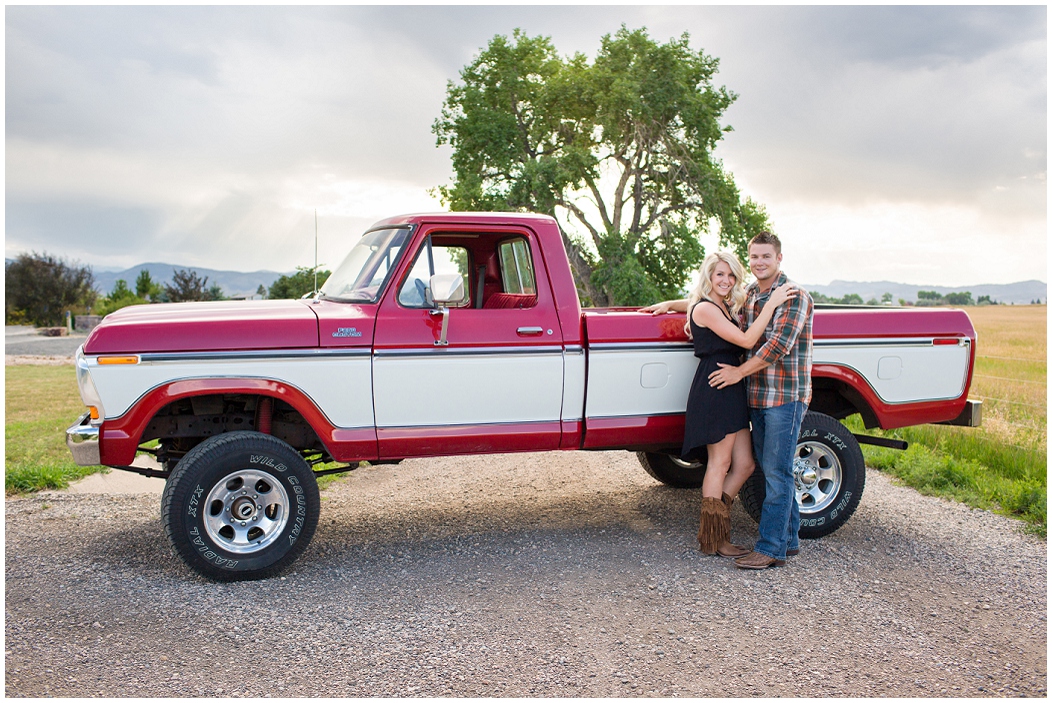 picture of engagement photos with a truck