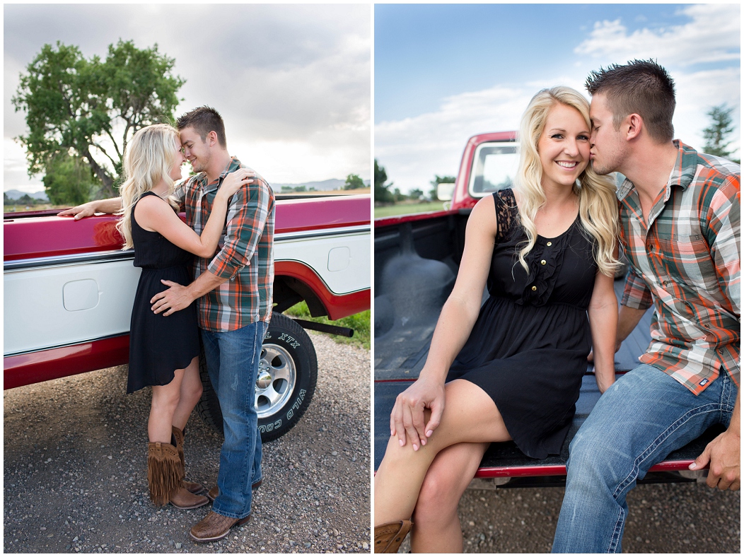 picture of engagement photos with a truck