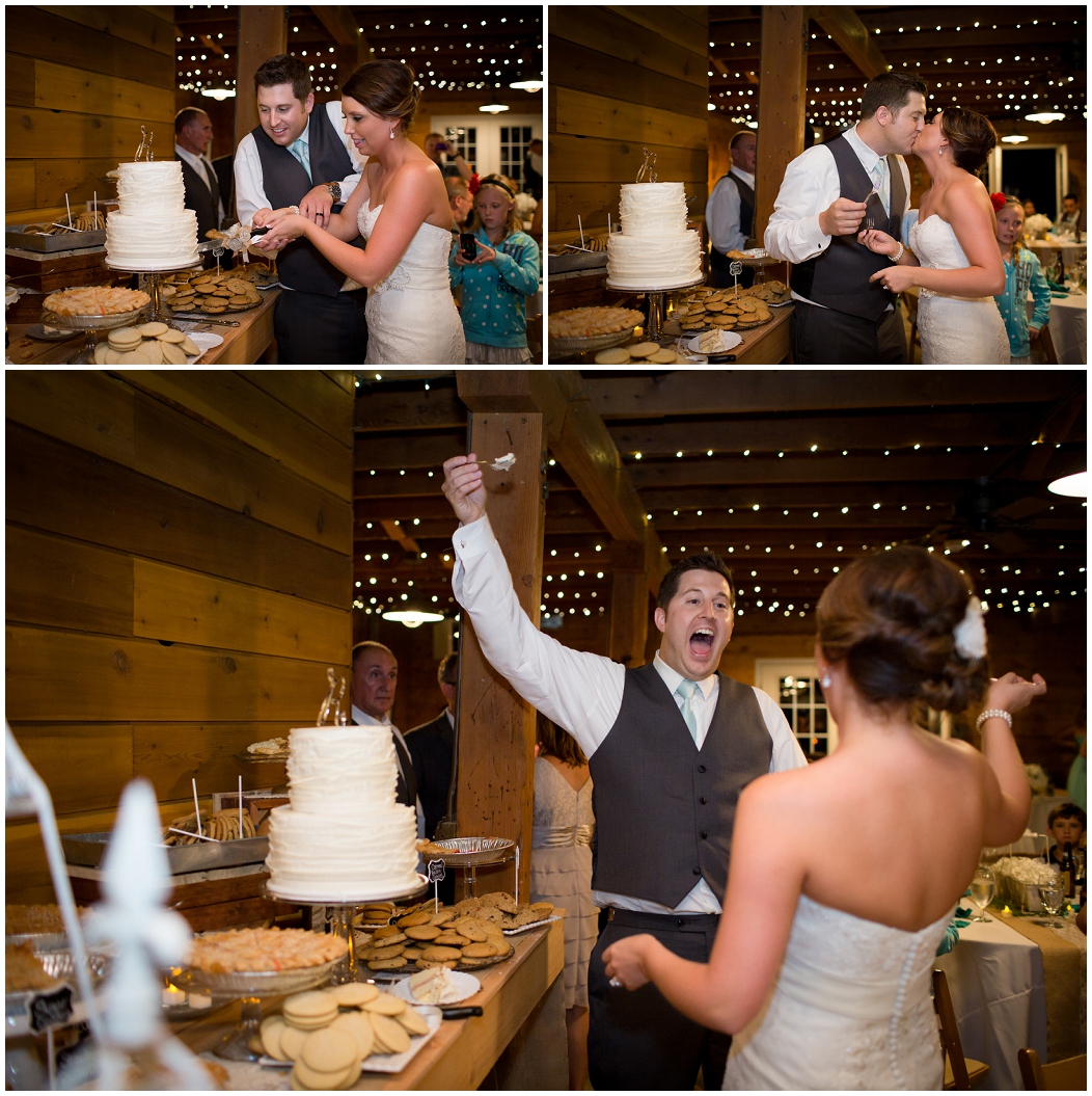 picture of bride and groom cake cutting