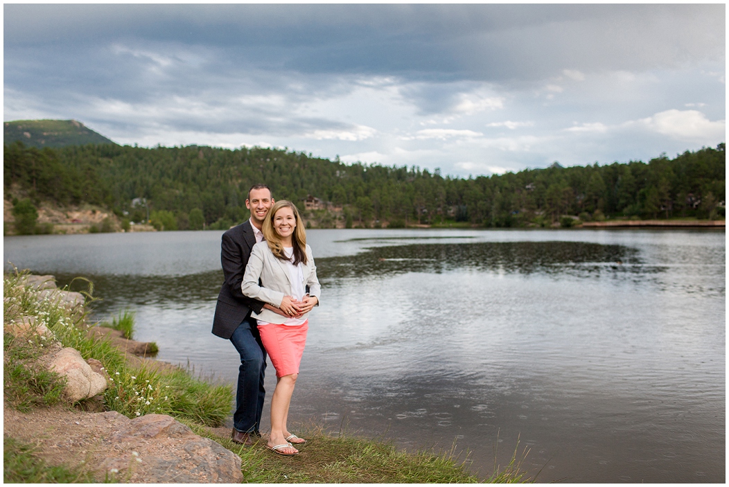 picture of evergreen lake house engagement photos