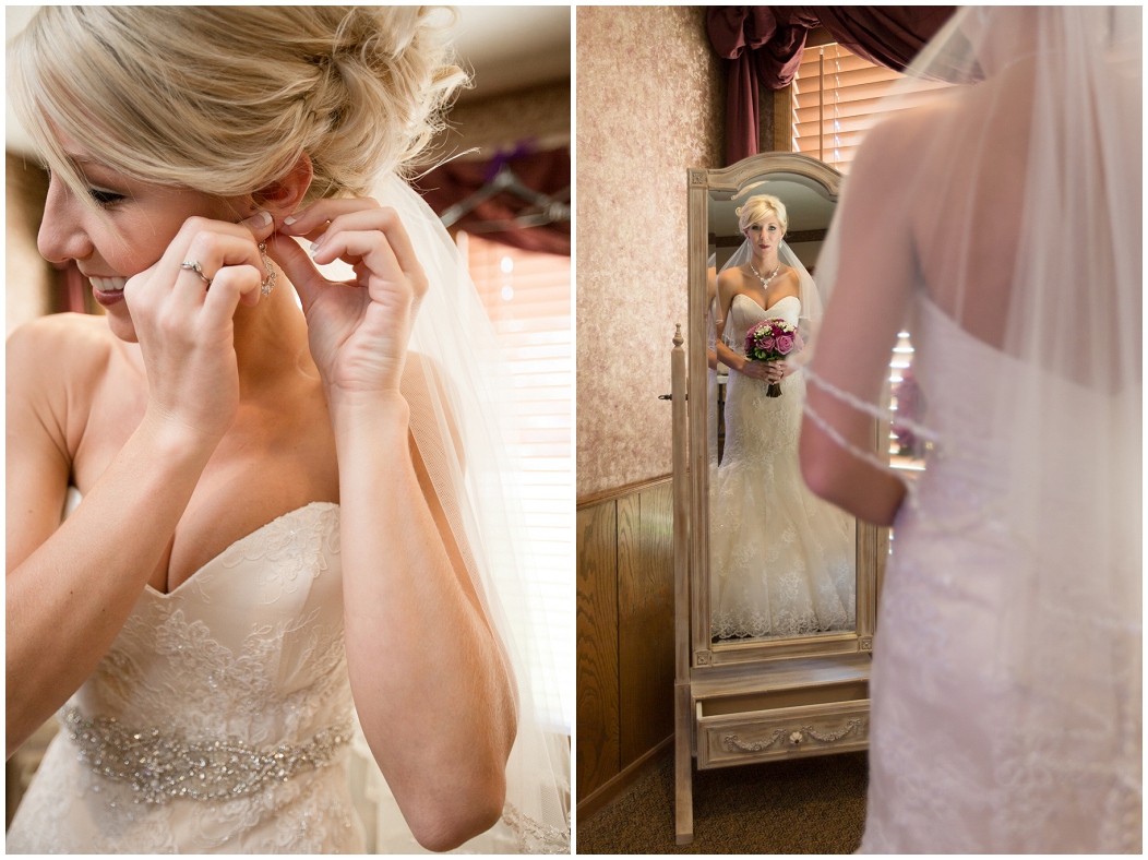 picture of bride looking in the mirror