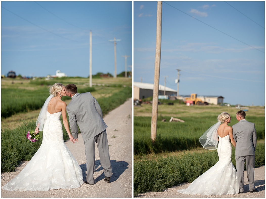 picture of bride and groom walking on dirt road