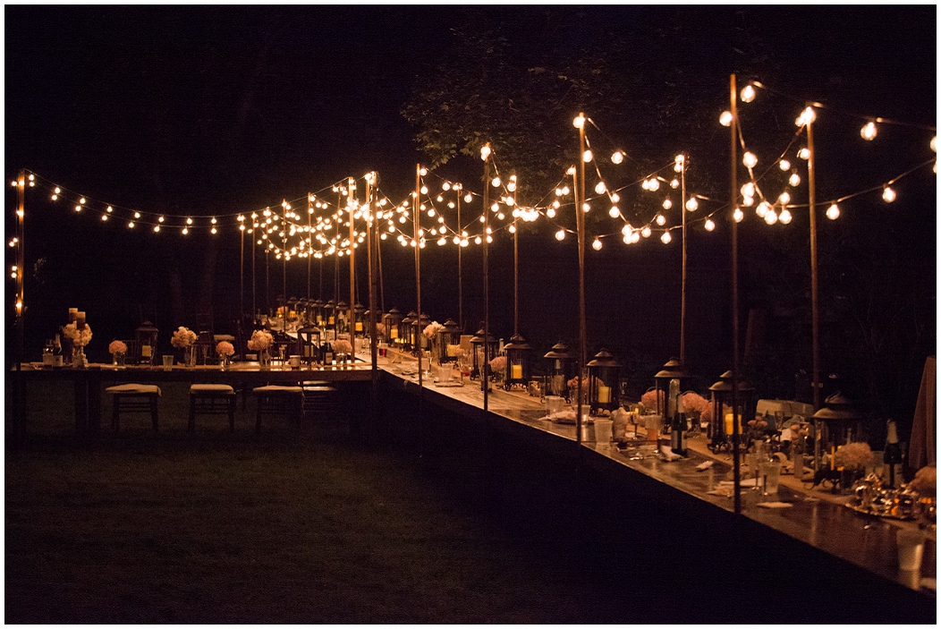 picture of outdoor wedding reception at night