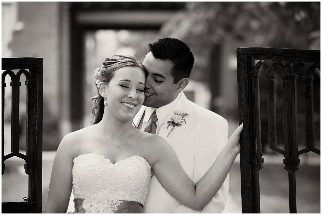 picture of bride and groom laughing