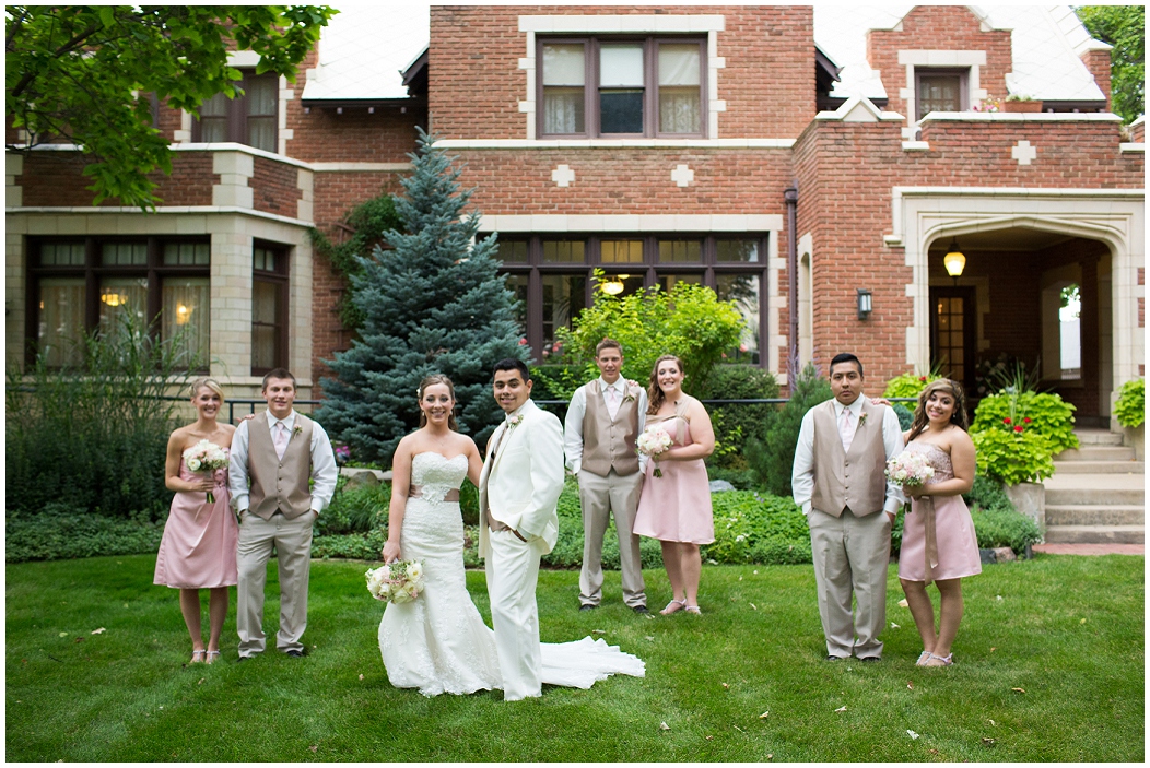 picture of bridal party in pink and brown