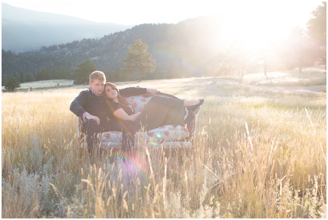 picture of engagement photos on a couch