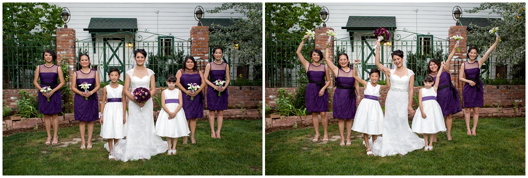 picture of bridesmaids in short purple dresses