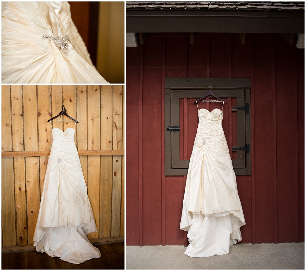 picture of wedding dress on a barn