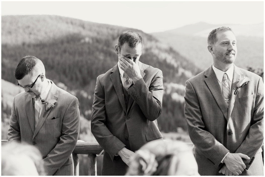 picture of groom crying during Breckenridge wedding
