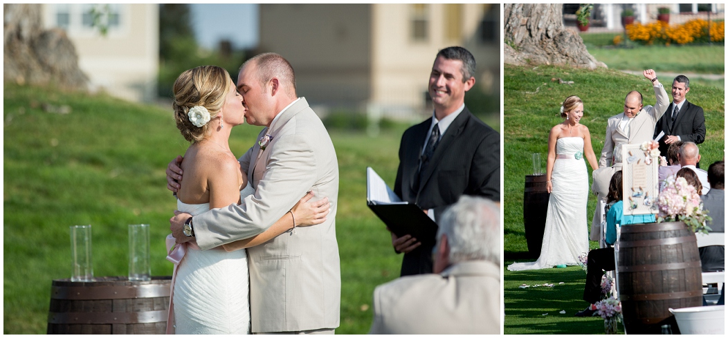 picture of bride and groom's first kiss 