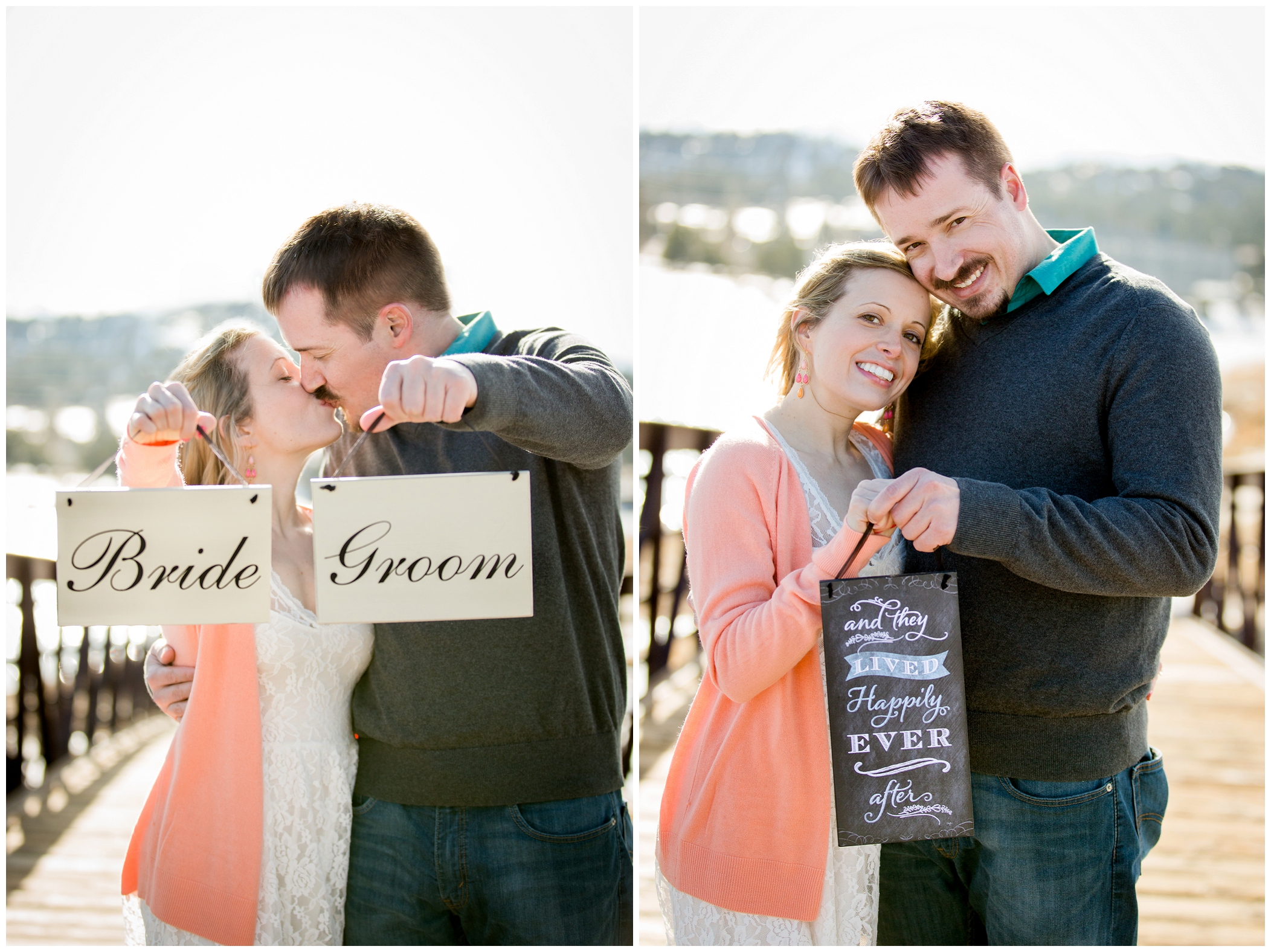 picture of engagement photos with signs 
