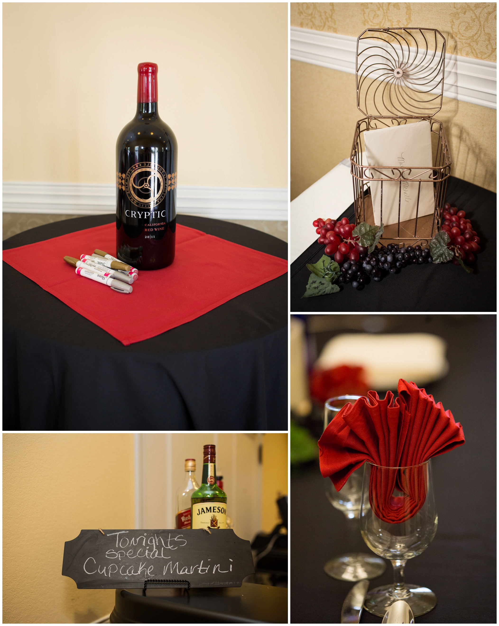 picture of wine-themed wedding details
