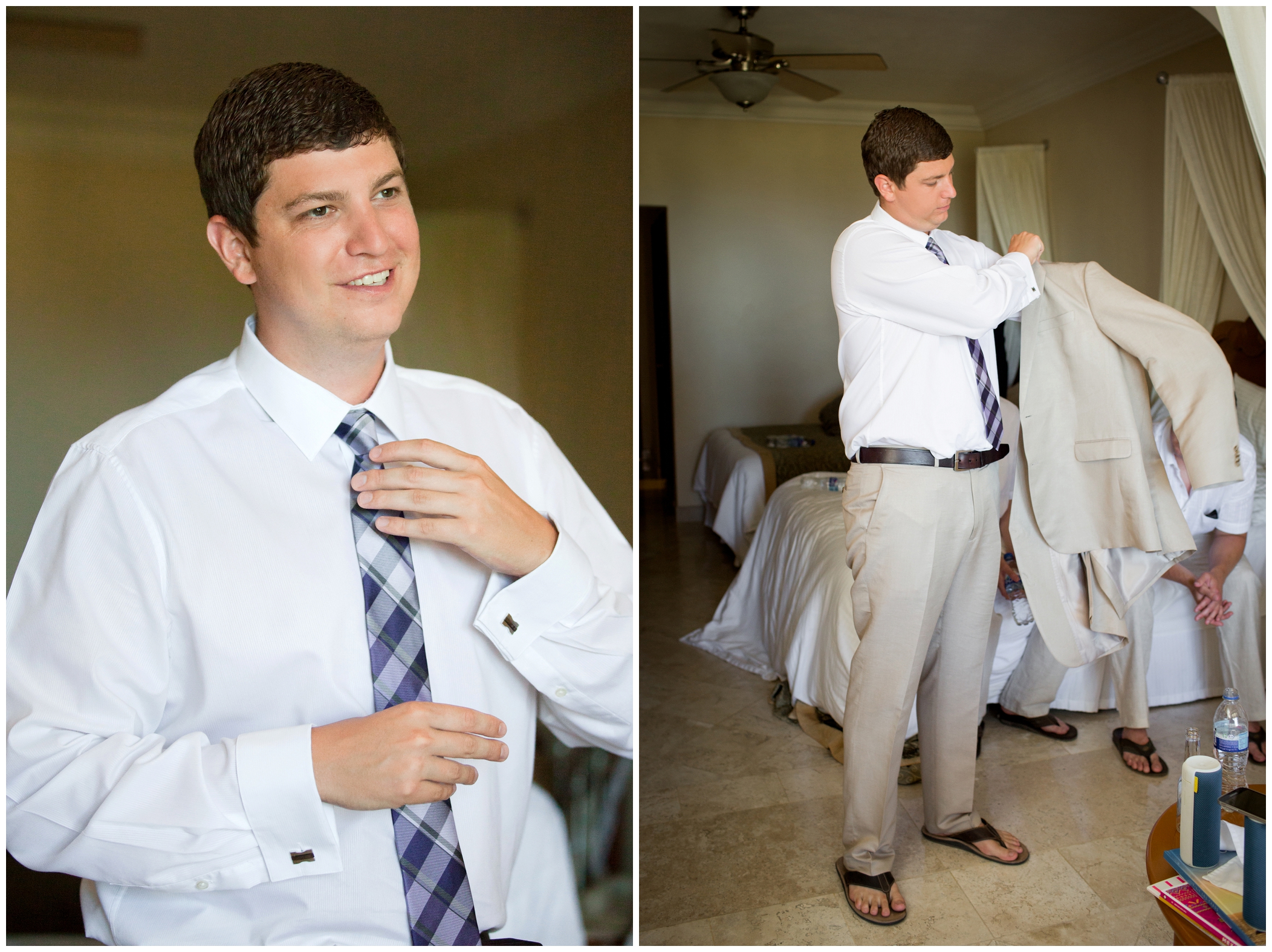 picture of groom getting dressed
