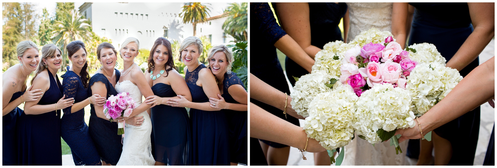 picture of bridesmaids in different navy dresses